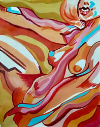 modern maja, acrylic on paper