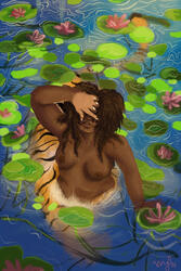 karma bathing in a lily pad pond karma bathing in a lily pad pond