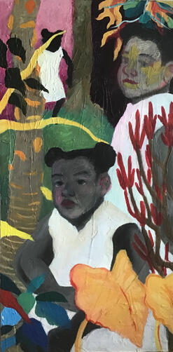 acrylic and caulk on canvas